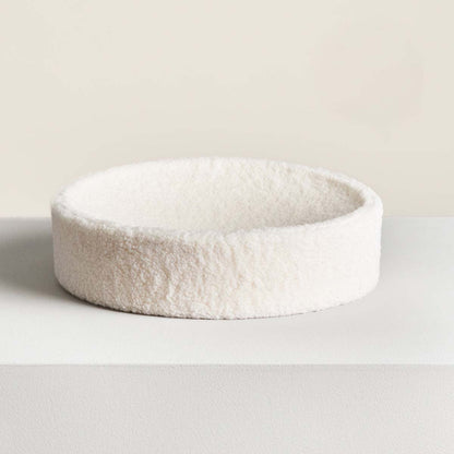 Modern Cat Bed Cushion for Indoor Cats & Kittens, Sculpted Foam Nest with Soft Faux Shearling Cover, for Napping, Lounging, Bedrooms & Sunny Spots