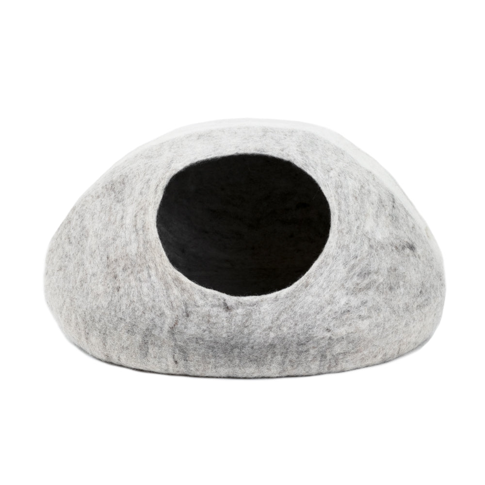 Striped Wool Felt Cat Cave for Indoor Cats & Kittens, Modern Secure Hideout Bed for Hiding & Napping, for Living Rooms, Bedrooms & Minimalist Homes