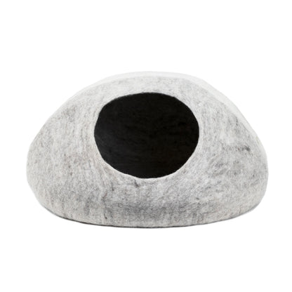 Striped Wool Felt Cat Cave for Indoor Cats & Kittens, Modern Secure Hideout Bed for Hiding & Napping, for Living Rooms, Bedrooms & Minimalist Homes