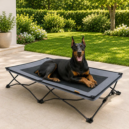 Foldable Elevated Dog Bed for Small, Medium & Large Dogs, Portable Raised Cooling Cot with Breathable Mesh, for Camping, Travel, Indoor & Outdoor Use