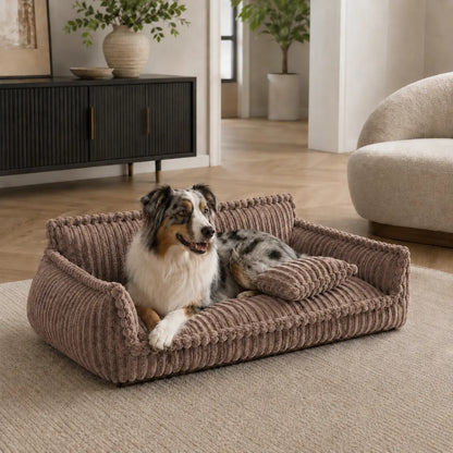 Supportive Dog Sofa Bed for Small, Medium & Large Breeds, Washable Bolster Pet Couch for Calm Sleep, Sized for Chihuahuas to German Shepherds & Labs