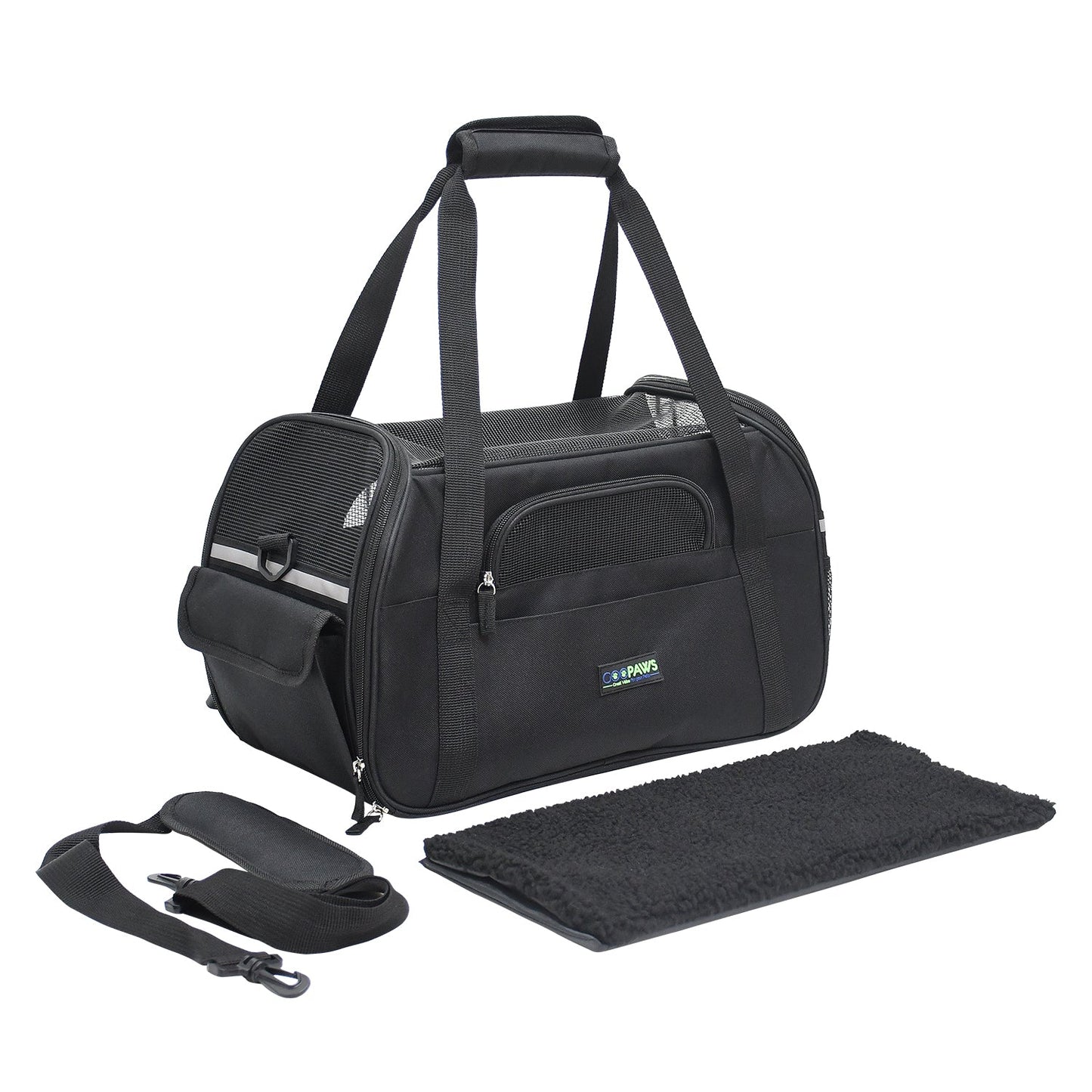 Portable Soft Pet Carrier for Kittens, Puppies & Small Dogs, Airline Underseat Cat Travel Bag with Mesh Panels & Seat Belt Loop, for Flights & Cars