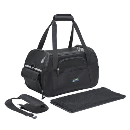 Portable Soft Pet Carrier for Kittens, Puppies & Small Dogs, Airline Underseat Cat Travel Bag with Mesh Panels & Seat Belt Loop, for Flights & Cars
