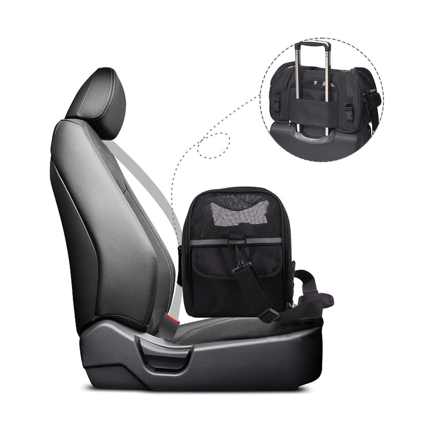 Portable Soft Pet Carrier for Kittens, Puppies & Small Dogs, Airline Underseat Cat Travel Bag with Mesh Panels & Seat Belt Loop, for Flights & Cars