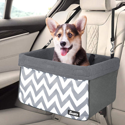 Dog Booster Car Seat for Small Dogs & Puppies, Portable Pet Car Seat with Safety Tether, Washable Sherpa Liner & Foldable Frame, for Travel & Road Trips