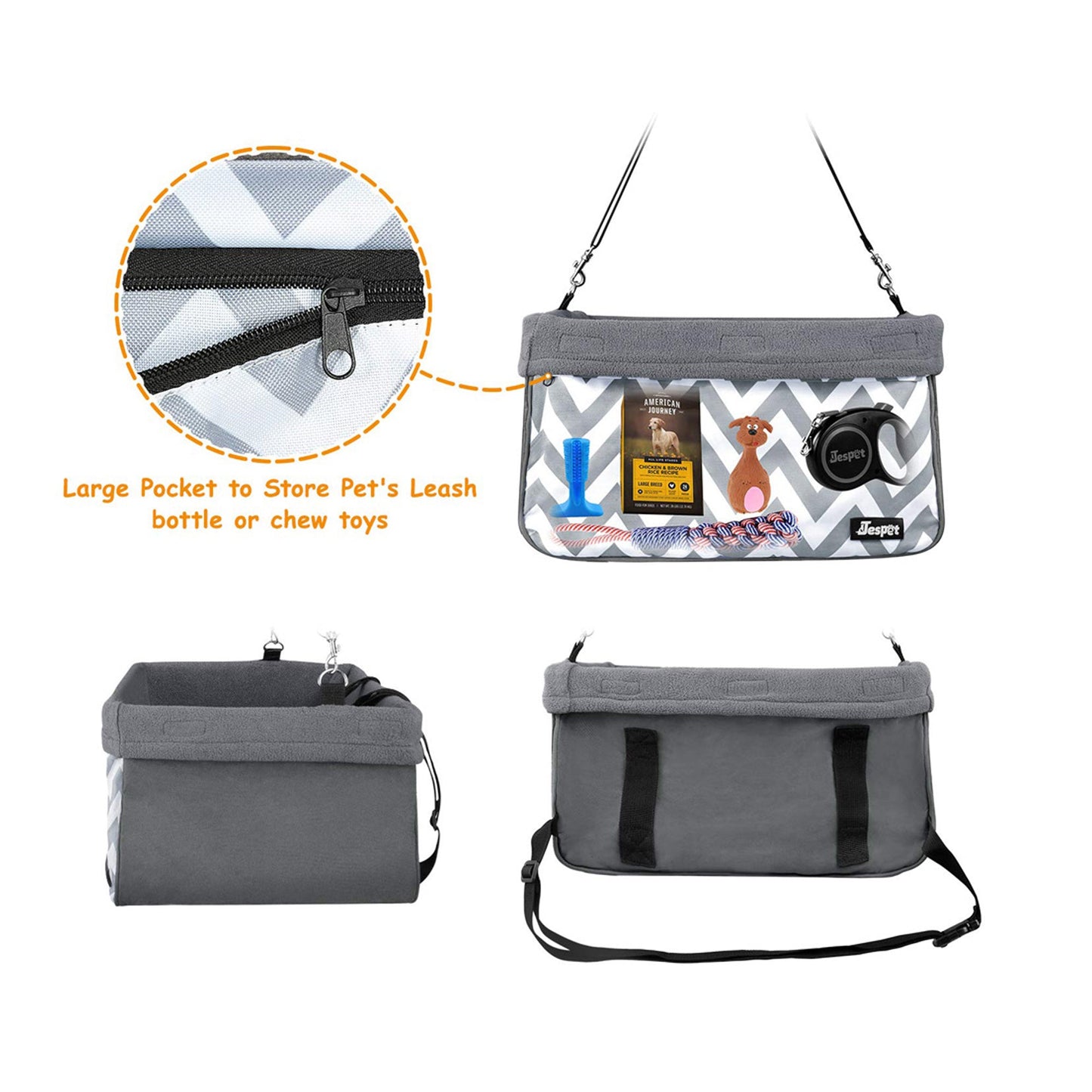 Dog Booster Car Seat for Small Dogs & Puppies, Portable Pet Car Seat with Safety Tether, Washable Sherpa Liner & Foldable Frame, for Travel & Road Trips