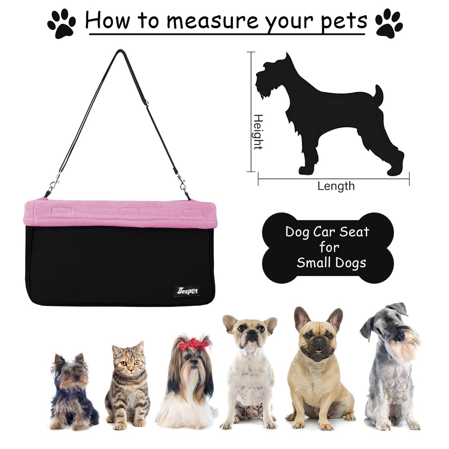 Portable Dog Car Seat for Small Dogs, Cats & Puppies up to 24 lbs, Booster Pet Seat with Adjustable Seat Belt Tether & Machine Washable Plush Liner