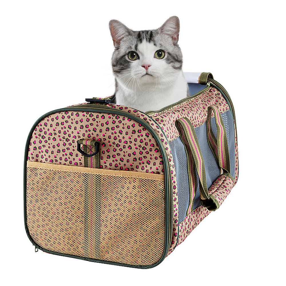 Soft-Sided Pet Carrier Bag for Small Dogs & Cats up to 20 lbs, Airline Travel Tote with Mesh Ventilation & Seat Belt Straps, for Car & Vet Trips