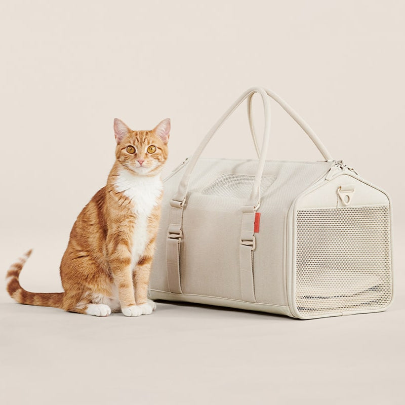 Convertible Airline-Approved Cat Carrier, Water-Resistant Soft Travel Bag with Mesh Panels & Shearling Bedding, Turns into a Cozy Cat Hideaway