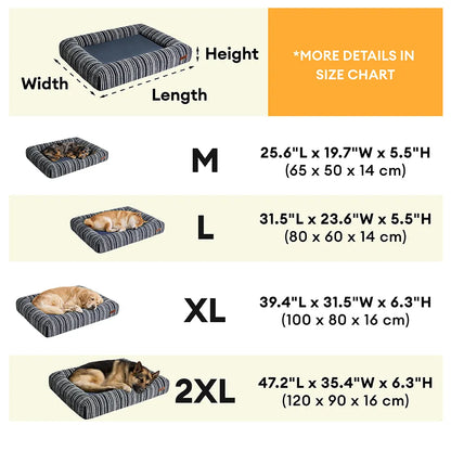 Orthopedic Dog Bed for Small, Medium & Large Dogs, Memory Foam Bolster Sofa Pet Bed, Washable Cover, Non-Slip Bottom, for Sleeping, Crates & Couches