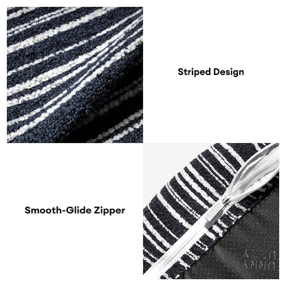 Striped Bolster Dog Sofa Bed for Small, Medium & Large Dogs, Egg Crate Foam Pet Couch Bed with Washable Cover, Non-Slip, for Cats, Naps & Living Rooms