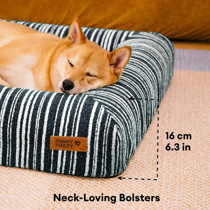 Orthopedic Dog Bed for Small, Medium & Large Dogs, Memory Foam Bolster Sofa Pet Bed, Washable Cover, Non-Slip Bottom, for Sleeping, Crates & Couches