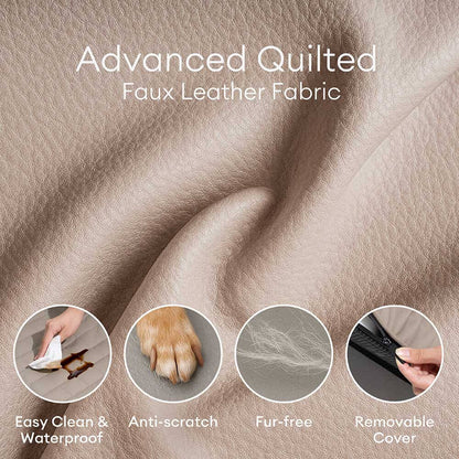 Faux Leather Orthopedic Dog Bed for Large & Extra Large Dogs, Waterproof Foldable Sofa-Style Pet Lounge, Easy-Clean Removable Covers, Indoor & Patio