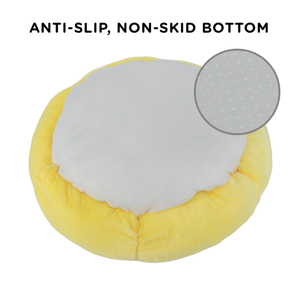 Sun Shaped Cat Bed for Cats & Small Dogs, Calming Faux Fur Round Pet Bed with Bolstered Sides, Cozy Anti-Anxiety Nest for Sleeping & Lounging
