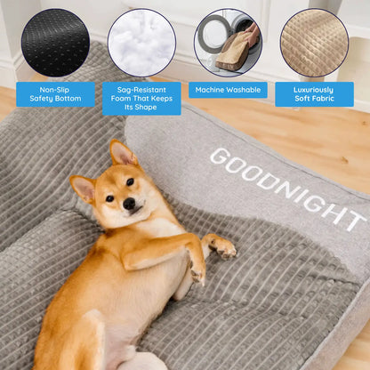 Washable Calming Dog Bed Cushion for Small, Medium & Large Dogs, Soft Plush Flat Pet Mattress Pad, for Crates, Kennels, Floors & Couches