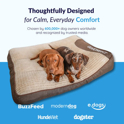 Washable Calming Dog Bed Cushion for Small, Medium & Large Dogs, Soft Plush Flat Pet Mattress Pad, for Crates, Kennels, Floors & Couches