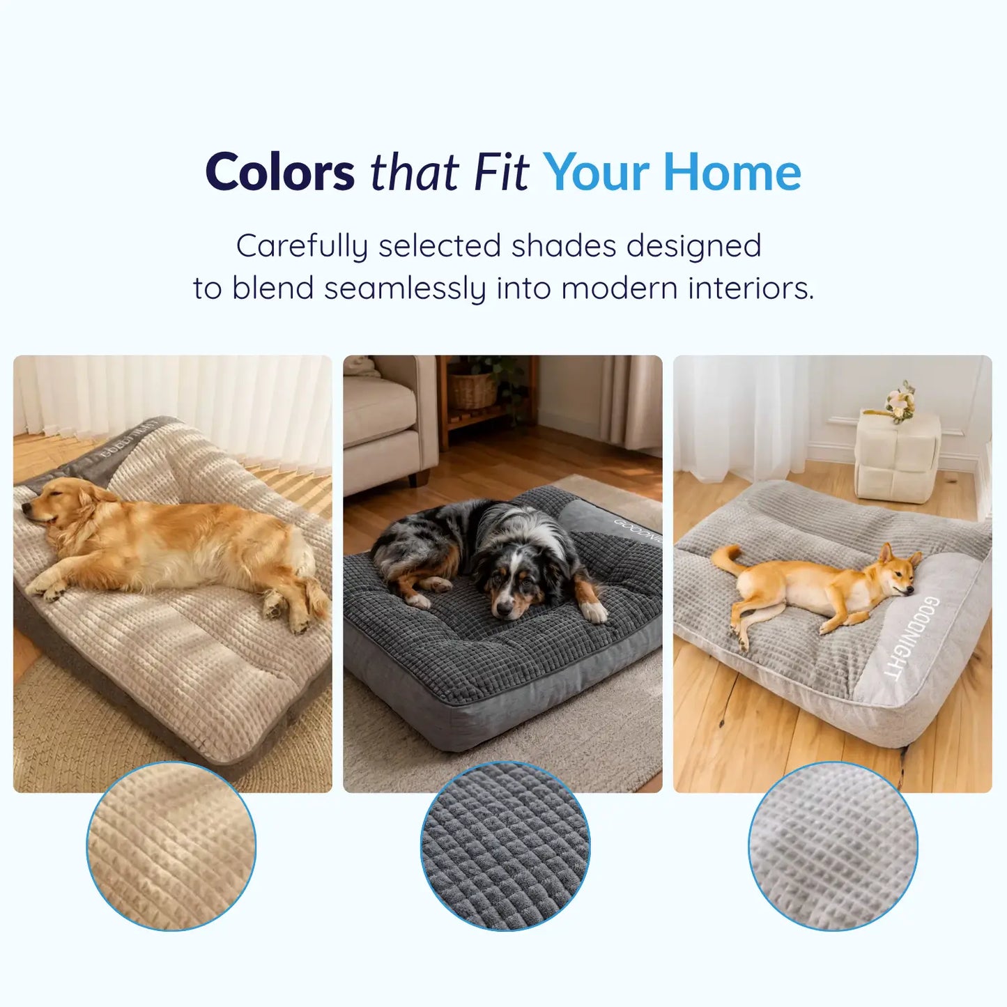 Washable Calming Dog Bed Cushion for Small, Medium & Large Dogs, Soft Plush Flat Pet Mattress Pad, for Crates, Kennels, Floors & Couches