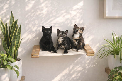 Wall-Mounted Cat Hammock Bed for Indoor Cats, Modular Hanging Lounge with Bamboo Mounting Planks, Stud-Mount Cat Wall Furniture for Napping & Climbing