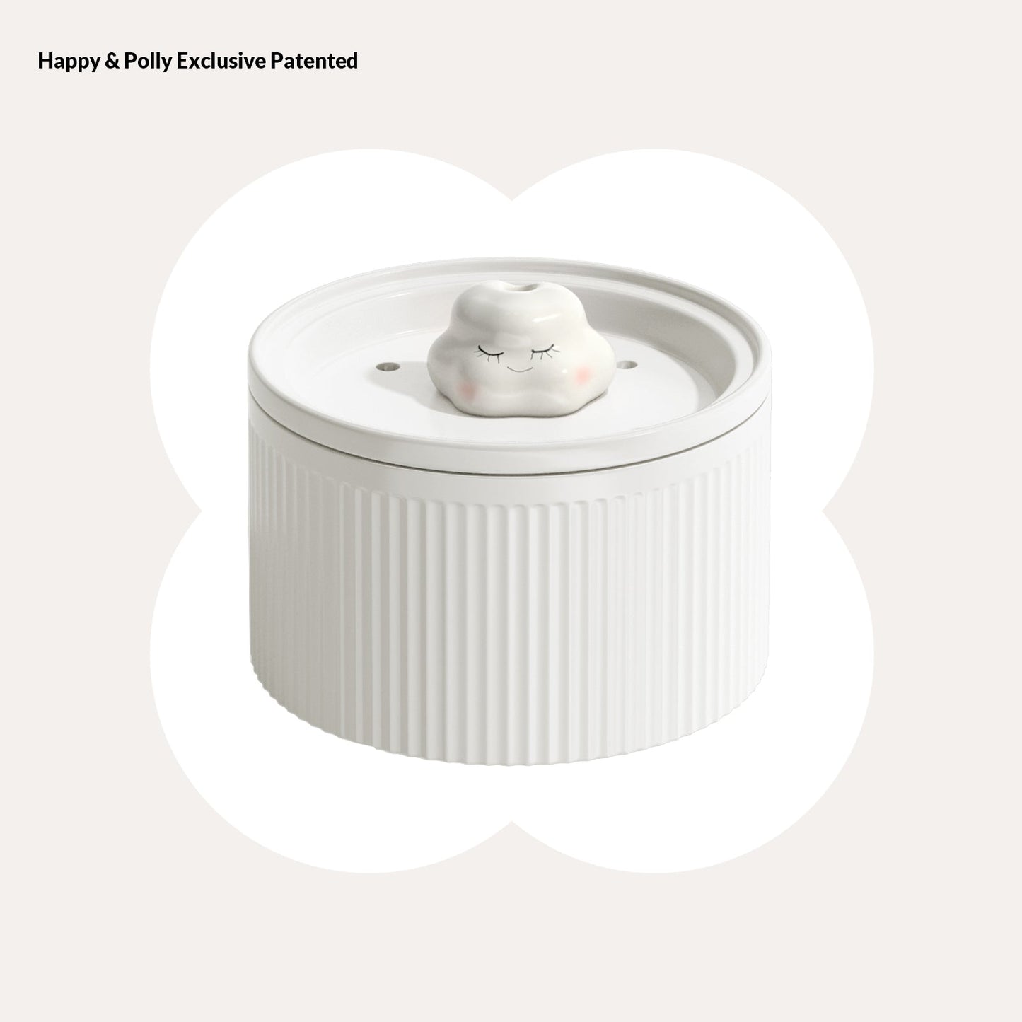 Cloud-Shaped Ceramic Cat Water Fountain 50oz, Quiet Automatic Pet Drinking Fountain with Multi-Layer Filter & Auto Power-Off, for Cats & Kittens
