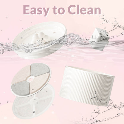 Cloud-Shaped Ceramic Cat Water Fountain 50oz, Quiet Automatic Pet Drinking Fountain with Multi-Layer Filter & Auto Power-Off, for Cats & Kittens