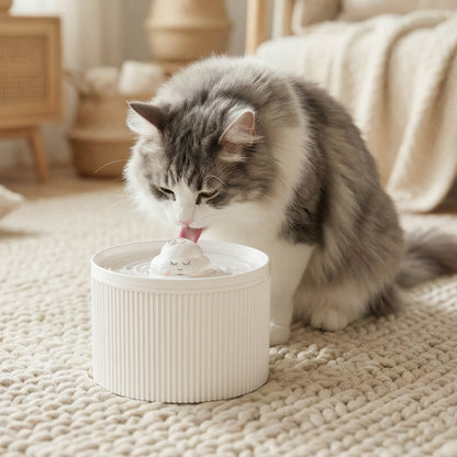 Cloud-Shaped Ceramic Cat Water Fountain 50oz, Quiet Automatic Pet Drinking Fountain with Multi-Layer Filter & Auto Power-Off, for Cats & Kittens