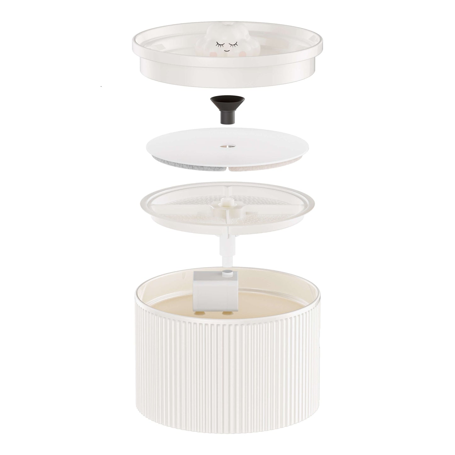 Cloud-Shaped Ceramic Cat Water Fountain 50oz, Quiet Automatic Pet Drinking Fountain with Multi-Layer Filter & Auto Power-Off, for Cats & Kittens