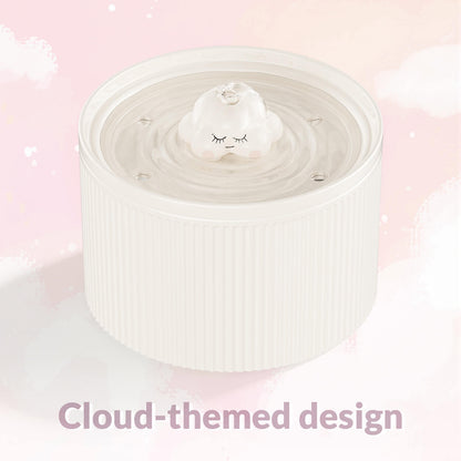 Cloud-Shaped Ceramic Cat Water Fountain 50oz, Quiet Automatic Pet Drinking Fountain with Multi-Layer Filter & Auto Power-Off, for Cats & Kittens