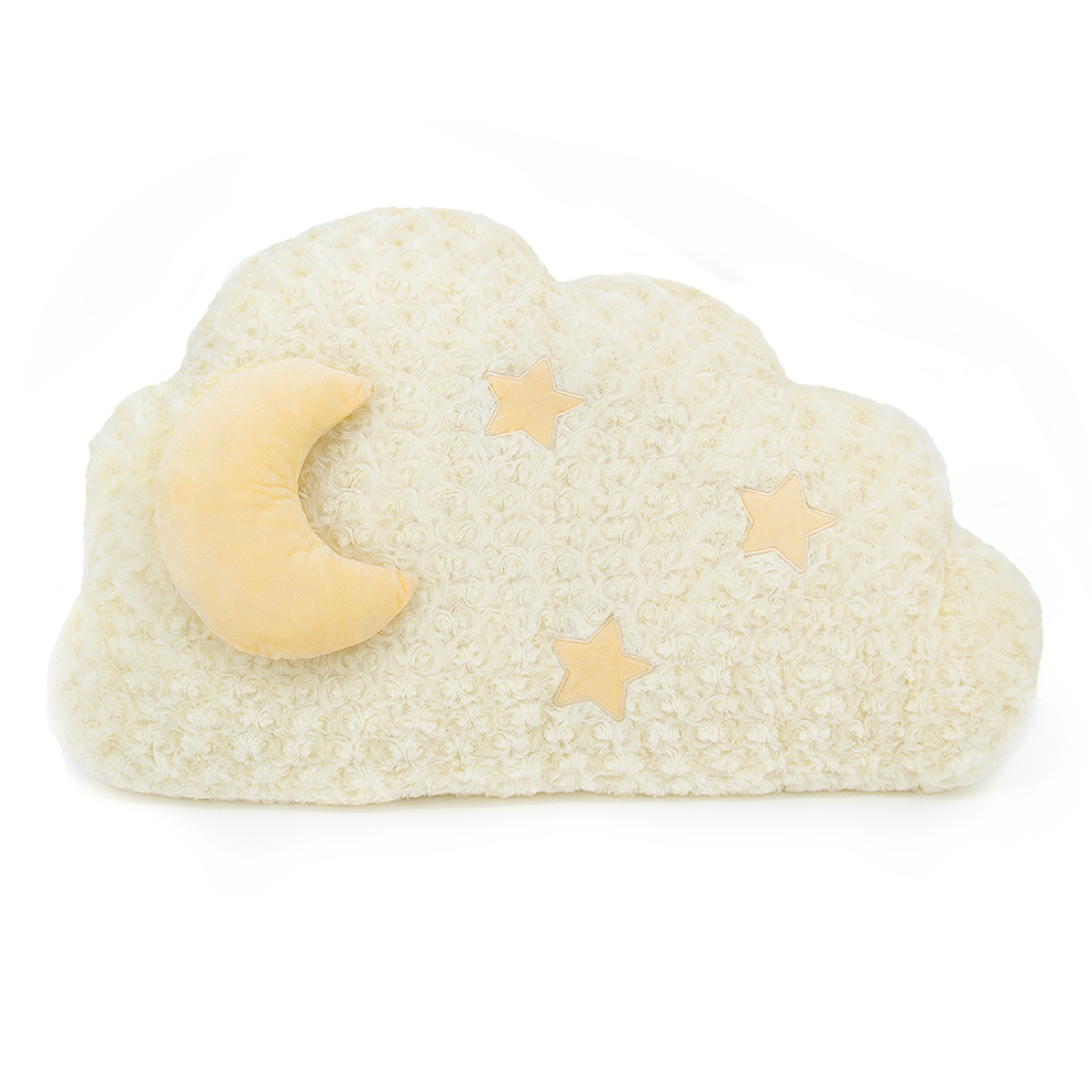 Cloud Shaped Cat Bed for Cats & Small Dogs, Extra Large Soft Plush Pet Bed with Moon Pillow & Star Accents, for Bedrooms & Living Rooms
