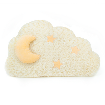 Cloud Shaped Cat Bed for Cats & Small Dogs, Extra Large Soft Plush Pet Bed with Moon Pillow & Star Accents, for Bedrooms & Living Rooms