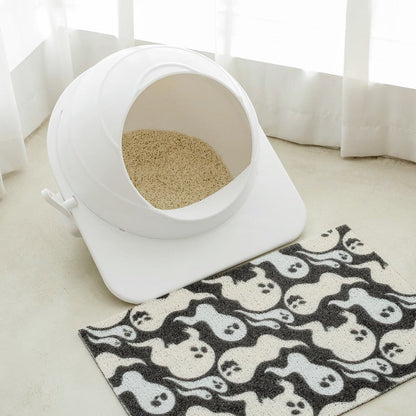 Semi-Enclosed Space Capsule Cat Litter Box for Indoor Cats, High-Sided Anti-Scatter Litter Pan with Exit Ramp & Scoop, Easy Clean for Small Spaces