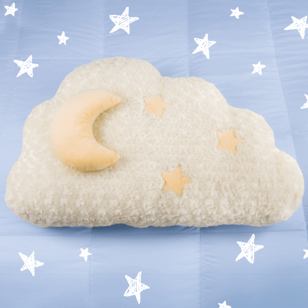 Cloud Shaped Cat Bed for Cats & Small Dogs, Extra Large Soft Plush Pet Bed with Moon Pillow & Star Accents, for Bedrooms & Living Rooms