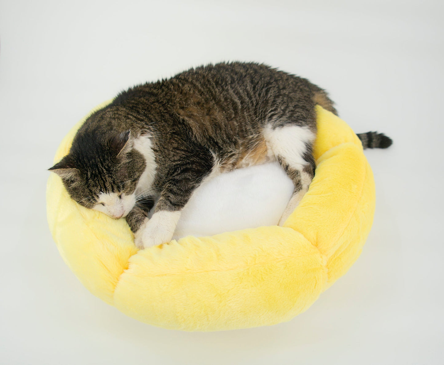 Sun Shaped Cat Bed for Cats & Small Dogs, Calming Faux Fur Round Pet Bed with Bolstered Sides, Cozy Anti-Anxiety Nest for Sleeping & Lounging