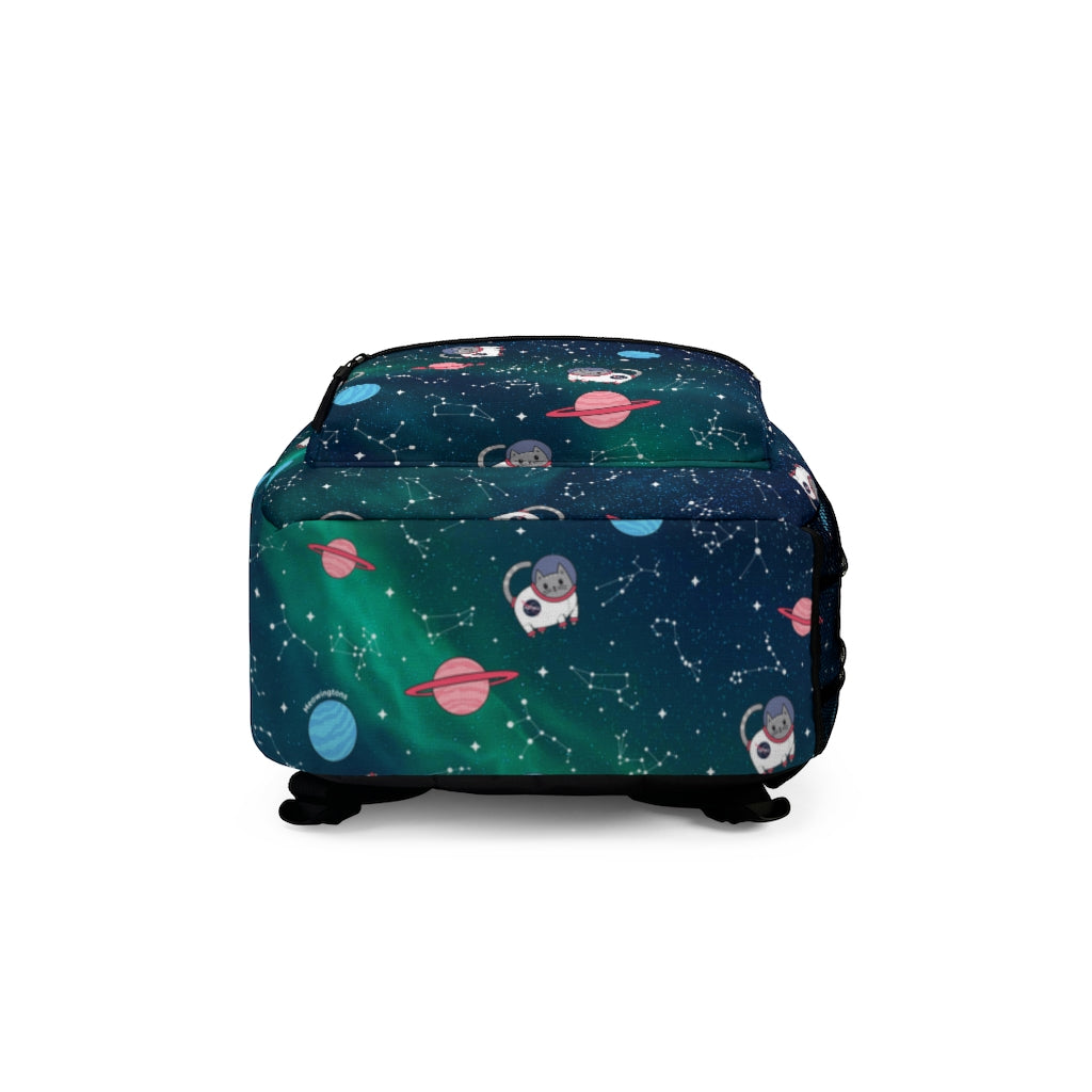 Space Cat Galaxy Backpack for Kids, Girls & Boys, Waterproof School Bookbag with 15 Inch Laptop Sleeve & Padded Straps, for Class, Travel & Adventures