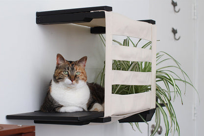 Deluxe Wall-Mounted Cat Cubby Bed for Indoor Cats, Covered Hideaway with Perch & Planter or Feeder Option, Cat Wall Furniture for Privacy & Lounging