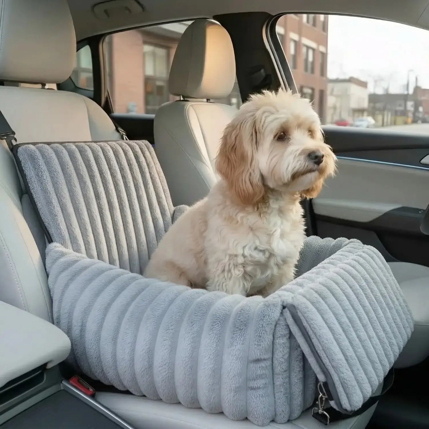 Cozy Dog Car Seat for Small & Medium Dogs, Soft Booster Pet Car Seat with Secure Fit, Comfortable Travel Bed for Car Rides, Road Trips & Errands