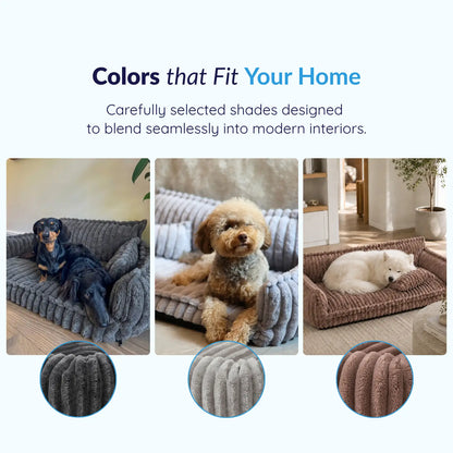 Supportive Dog Sofa Bed for Small, Medium & Large Breeds, Washable Bolster Pet Couch for Calm Sleep, Sized for Chihuahuas to German Shepherds & Labs