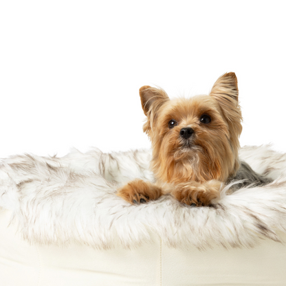 Calming Faux Fur Donut Pet Bed for Small Dogs & Cats, Anti-Anxiety Round Cuddler with Removable Washable Cover, Plush Bed for Sleeping & Napping