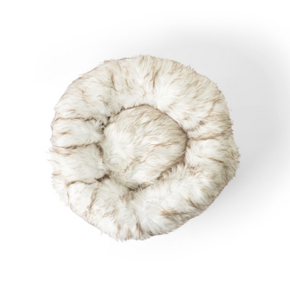 Calming Faux Fur Donut Pet Bed for Small Dogs & Cats, Anti-Anxiety Round Cuddler with Removable Washable Cover, Plush Bed for Sleeping & Napping