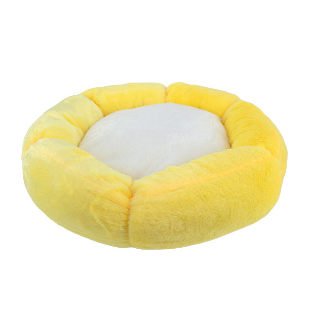 Sun Shaped Cat Bed for Cats & Small Dogs, Calming Faux Fur Round Pet Bed with Bolstered Sides, Cozy Anti-Anxiety Nest for Sleeping & Lounging