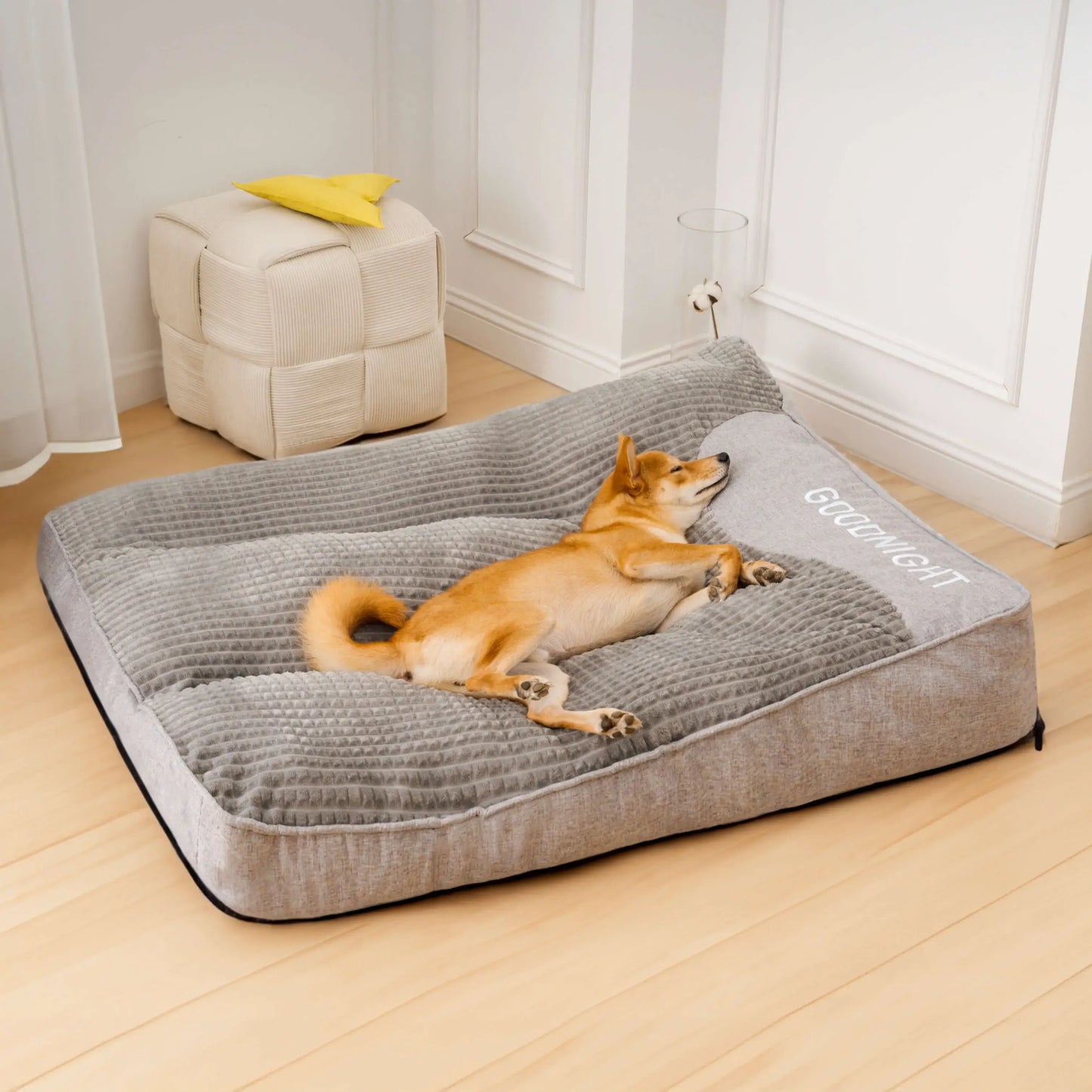 Washable Calming Dog Bed Cushion for Small, Medium & Large Dogs, Soft Plush Flat Pet Mattress Pad, for Crates, Kennels, Floors & Couches