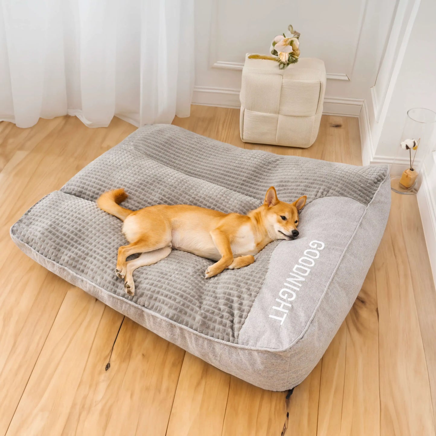 Washable Calming Dog Bed Cushion for Small, Medium & Large Dogs, Soft Plush Flat Pet Mattress Pad, for Crates, Kennels, Floors & Couches