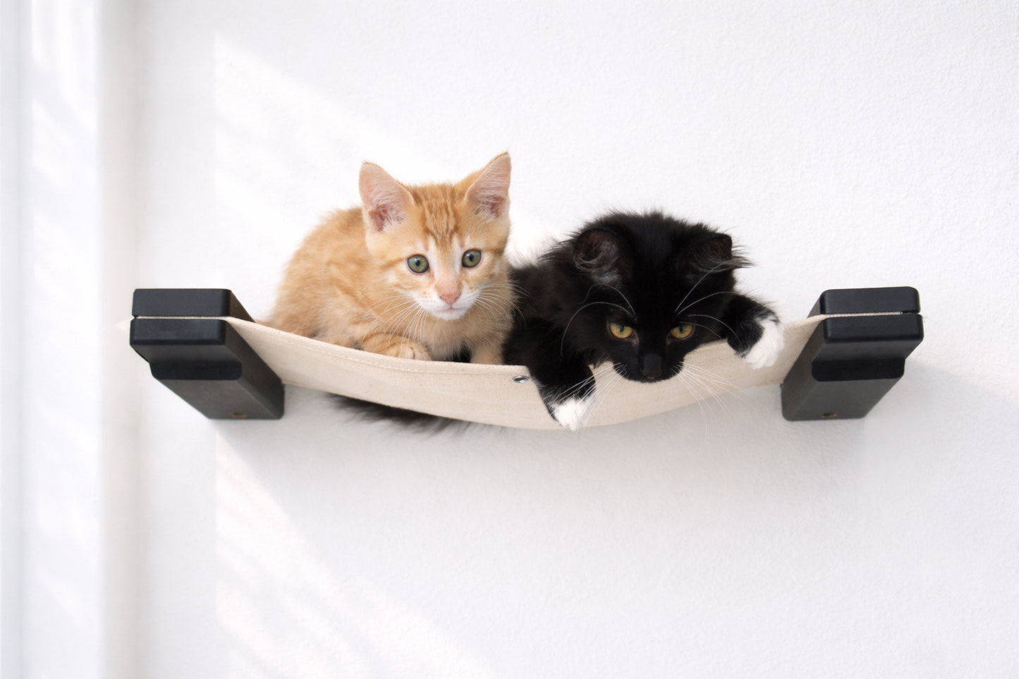 Wall-Mounted Cat Hammock Bed for Indoor Cats, Modular Hanging Lounge with Bamboo Mounting Planks, Stud-Mount Cat Wall Furniture for Napping & Climbing