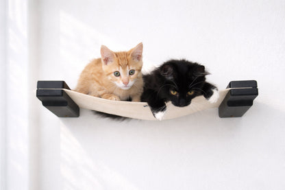 Wall-Mounted Cat Hammock Bed for Indoor Cats, Modular Hanging Lounge with Bamboo Mounting Planks, Stud-Mount Cat Wall Furniture for Napping & Climbing