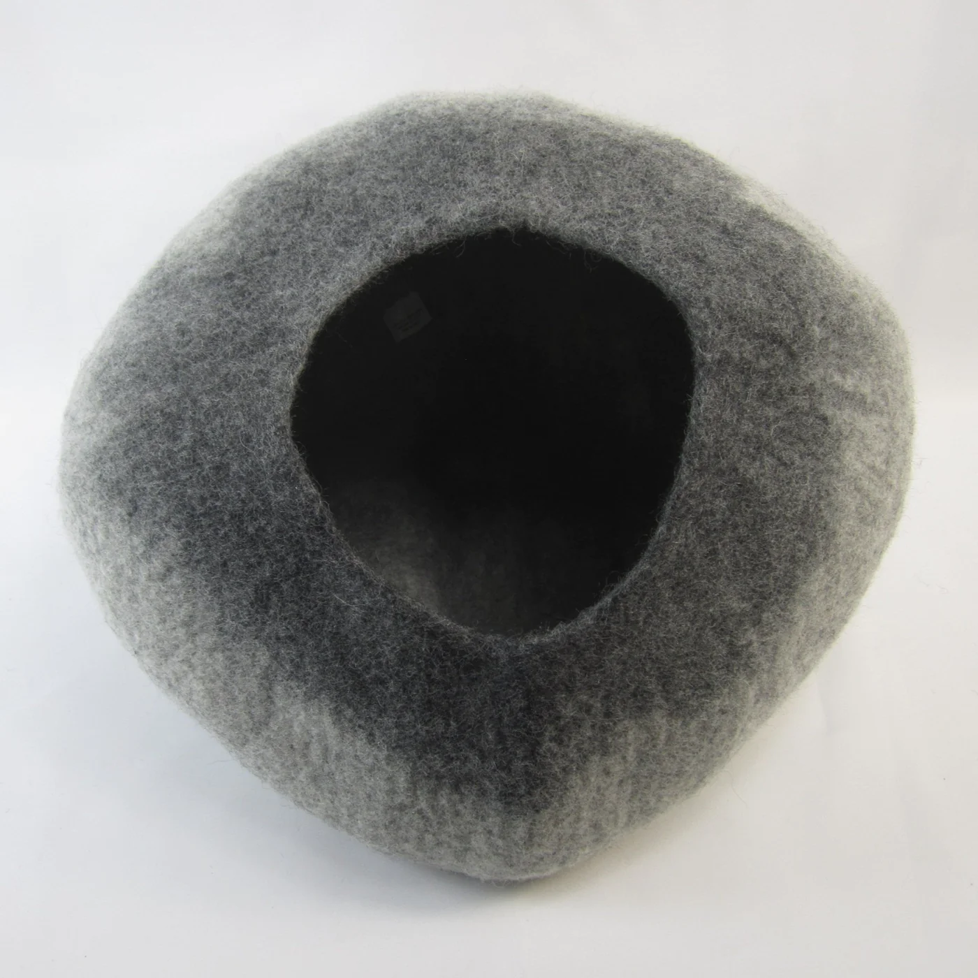 Graphite Ombre Wool Cat Cave for Indoor Cats, Hand-Felted Merino Wool Hideaway Bed, Cozy Enclosed Pet Cave for Napping, Hiding & Quiet Retreats