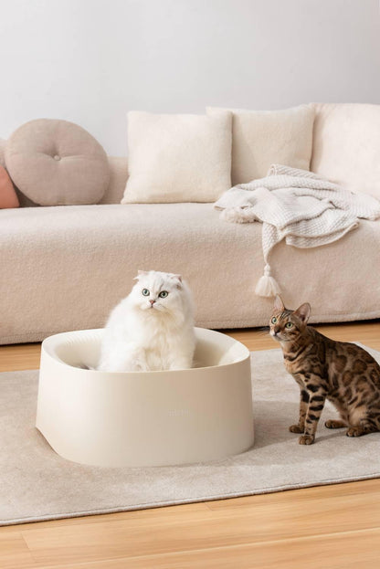 High-Sided Open Cat Litter Box for High-Spraying Cats, Extra Large Deep Anti-Scatter Litter Pan with Scoop, BPA-Free, Easy Clean, Modern Design