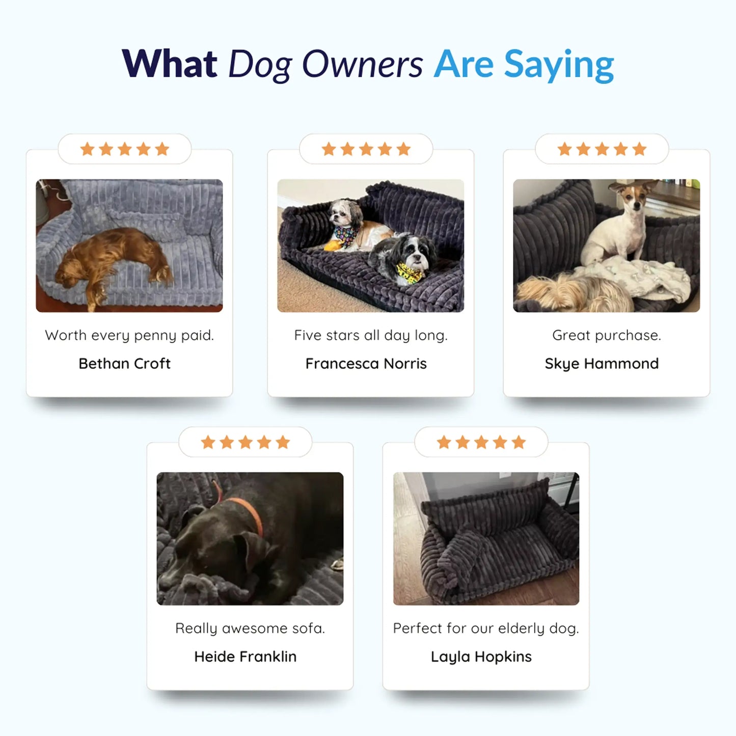 Supportive Dog Sofa Bed for Small, Medium & Large Breeds, Washable Bolster Pet Couch for Calm Sleep, Sized for Chihuahuas to German Shepherds & Labs