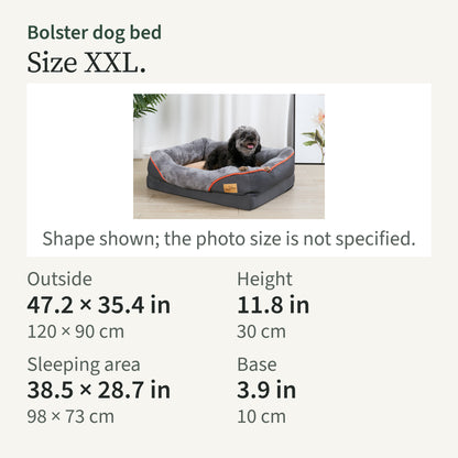 Size XXL card: 47.2 by 35.4 in outside, 11.8 in high, sleeping area 38.5 by 28.7 in