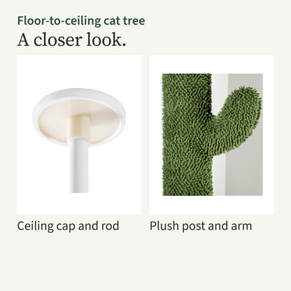Close-ups of the white ceiling cap and the plush-covered post and arm