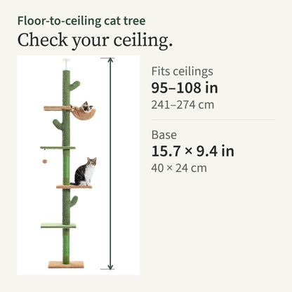 Ceiling card: fits ceilings 95 to 108 in, base 15.7 by 9.4 in
