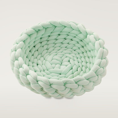 Mint Green chunky knitted round cat bed